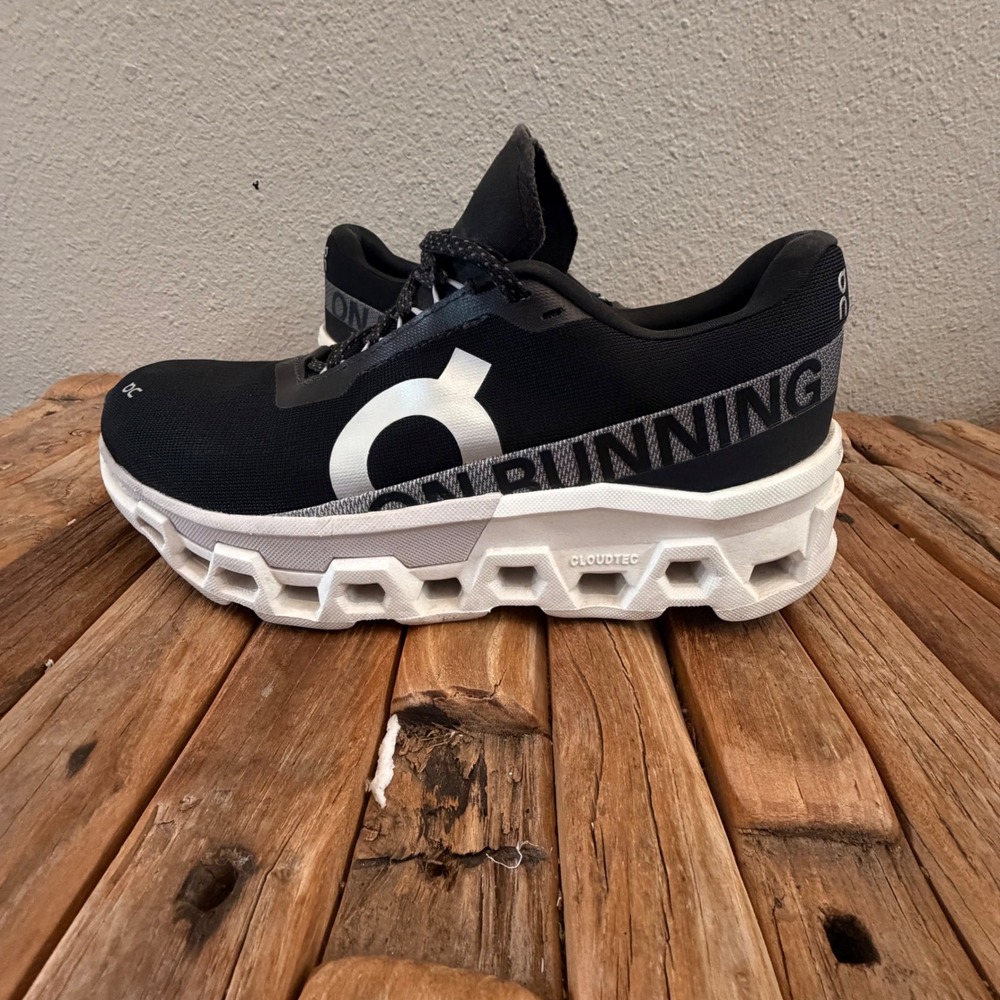 On Cloudmonster Running Shoes Size W9 Black White CloudTec Sneakers 3WE10111197